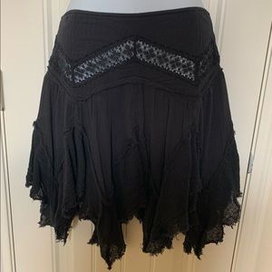 Free People black frayed skirt